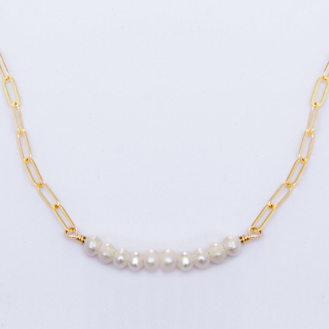 baby pearl bar duo-chain necklace - valentshop.com