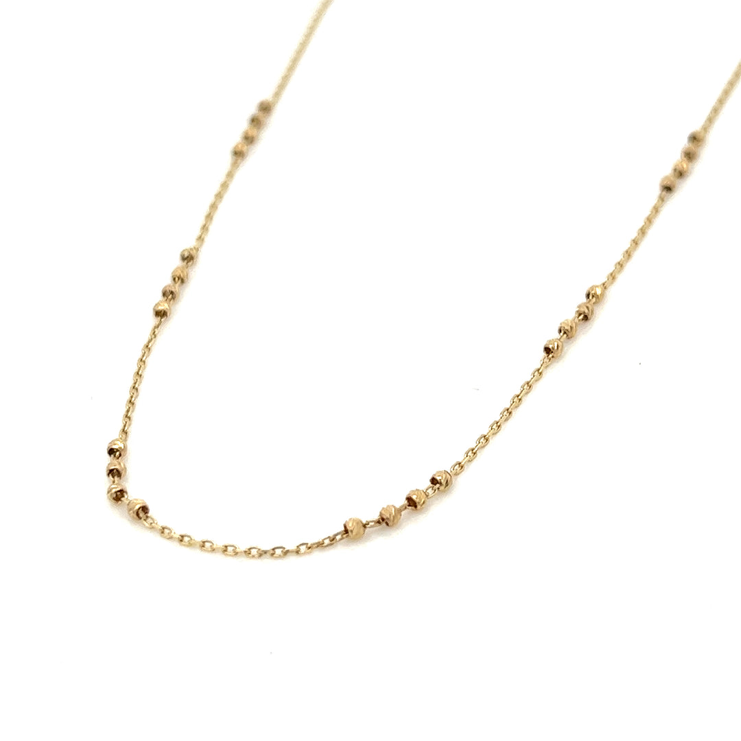 14K solid gold 24-beads diamond cut station necklace - valentshop.com