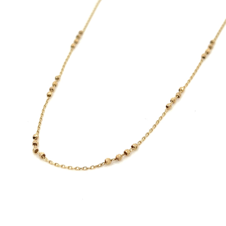 14K solid gold 24-beads diamond cut station necklace - valentshop.com