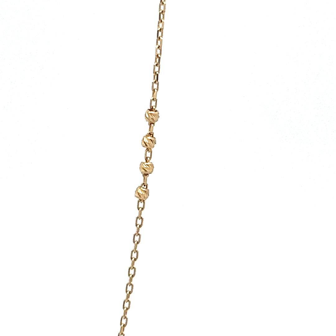 14K solid gold 24-beads diamond cut station necklace - valentshop.com