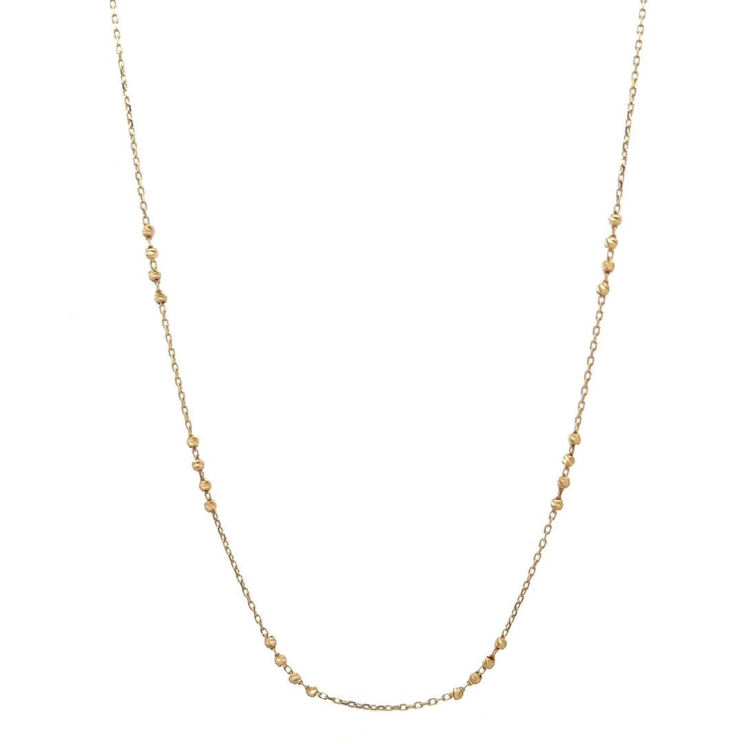 14K solid gold 24-beads diamond cut station necklace - valentshop.com