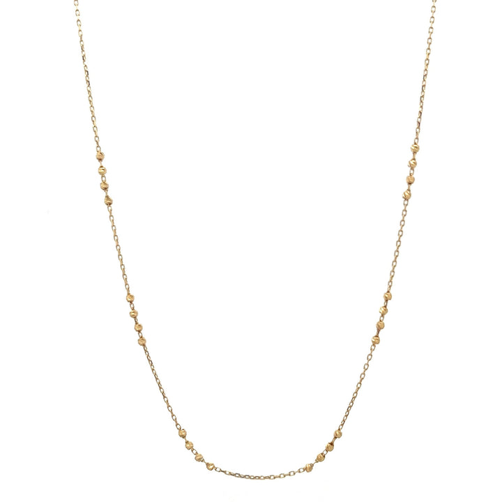 14K solid gold 24-beads diamond cut station necklace - valentshop.com
