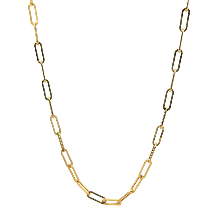 14K solid gold bold paperclip chain necklace - valentshop.com