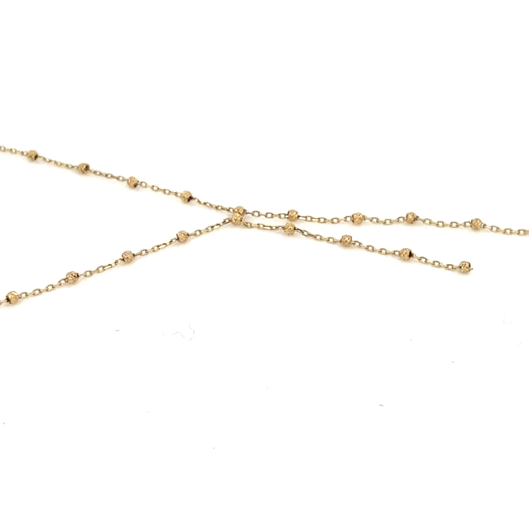 14K solid gold diamond cut beaded bolo lariat necklace - valentshop.com