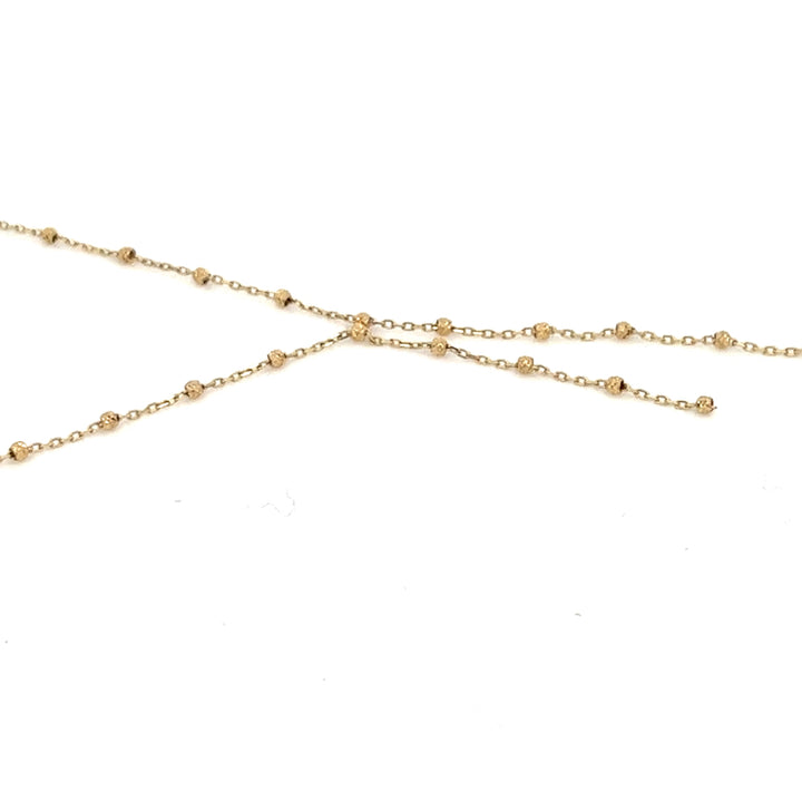 14K solid gold diamond cut beaded bolo lariat necklace - valentshop.com