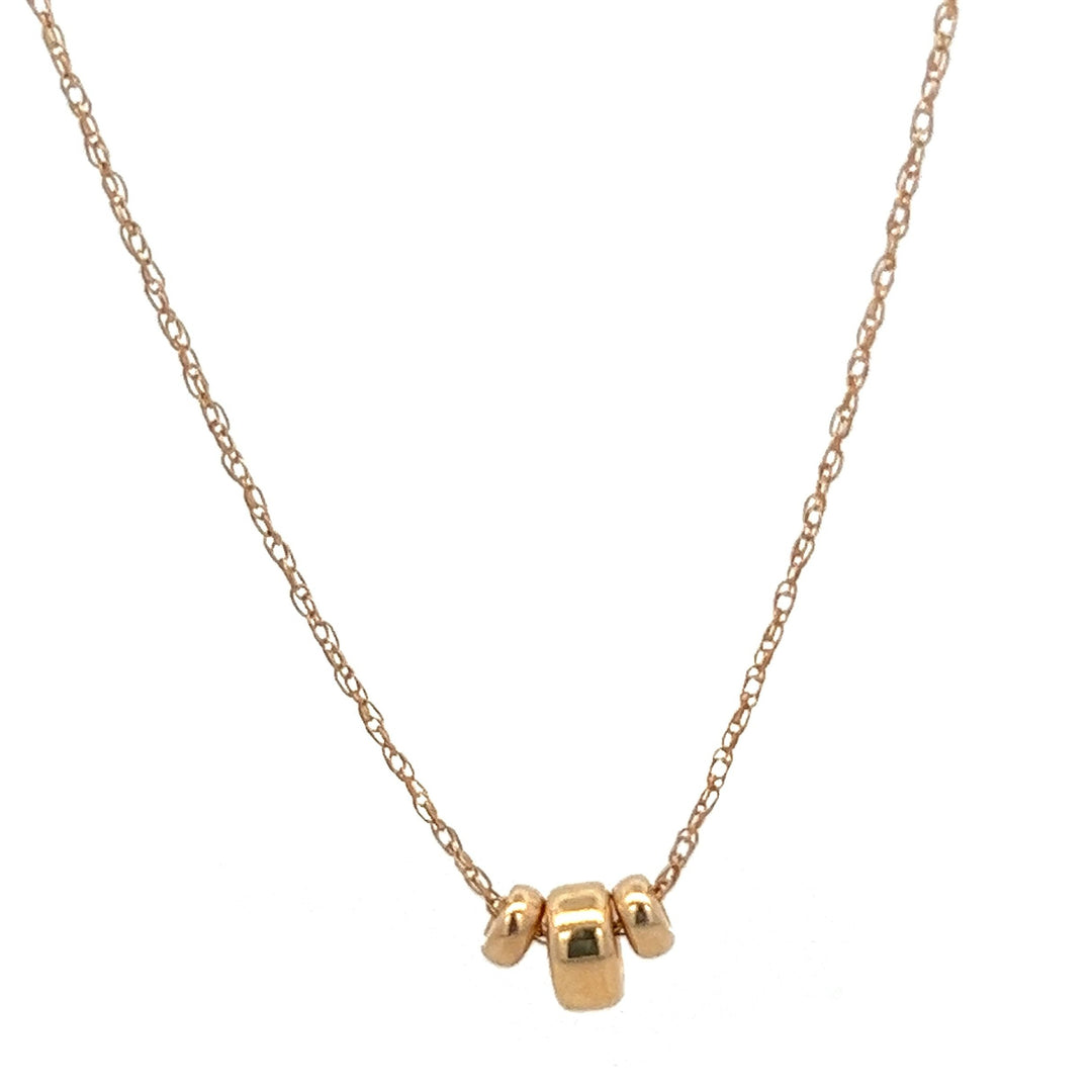 14K solid gold triple saucer floating beads necklace - valentshop.com