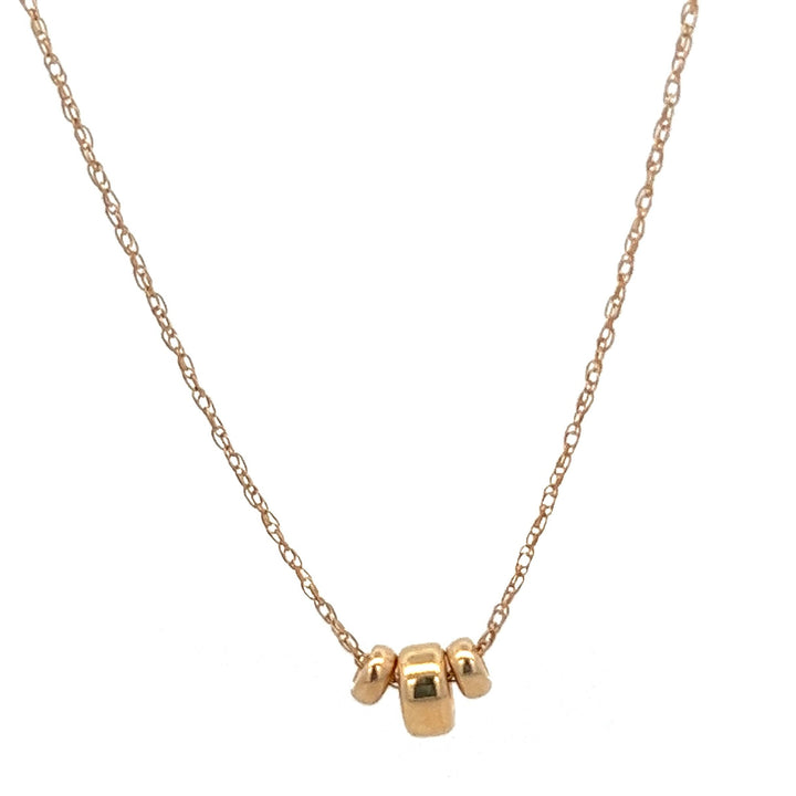14K solid gold triple saucer floating beads necklace - valentshop.com