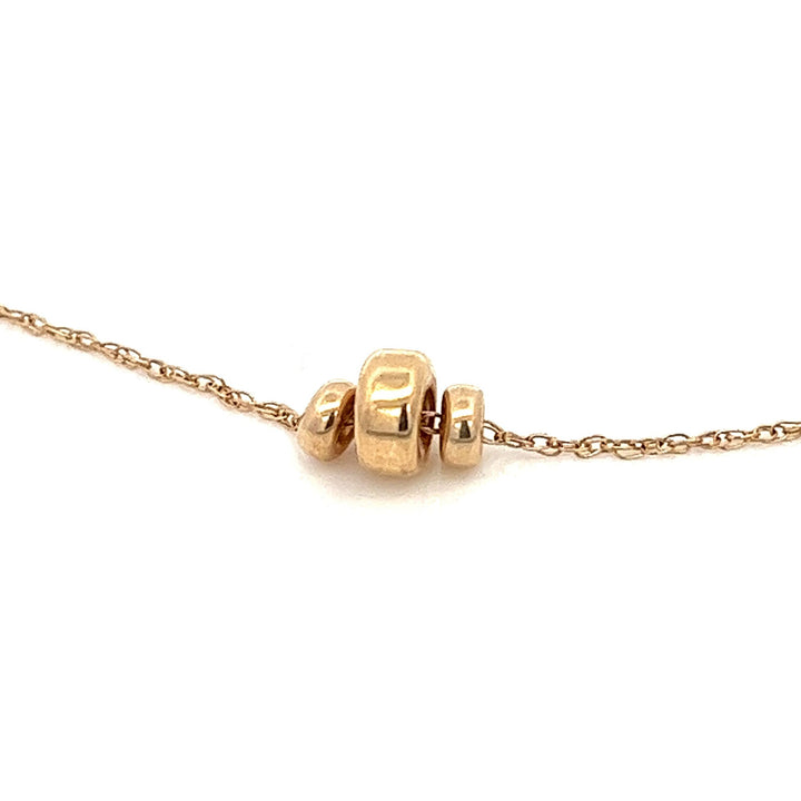 14K solid gold triple saucer floating beads necklace - valentshop.com
