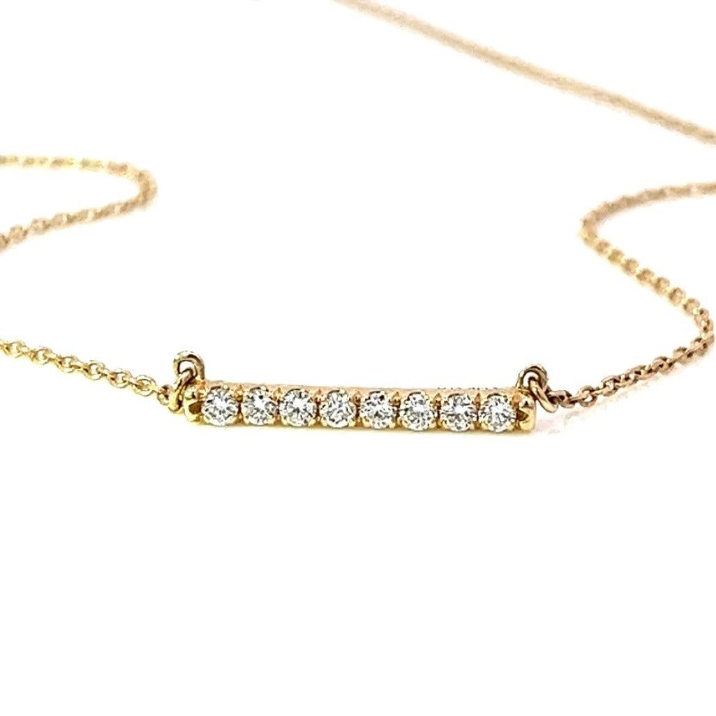 14K diamond classic bar necklace - 16" to 18" adjustable - valentshop.com
