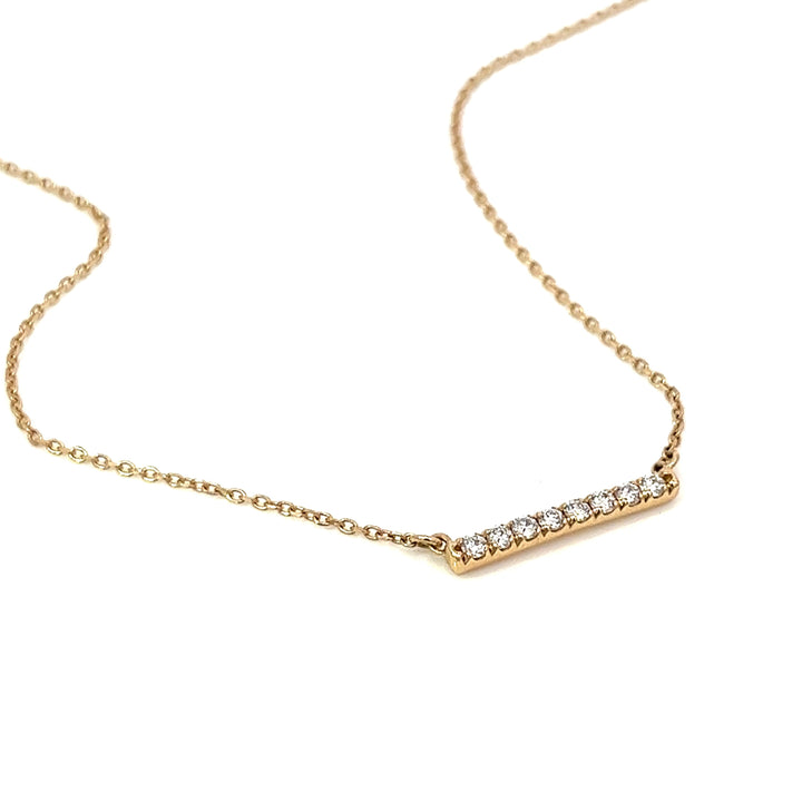 14K diamond classic bar necklace - 16" to 18" adjustable - valentshop.com