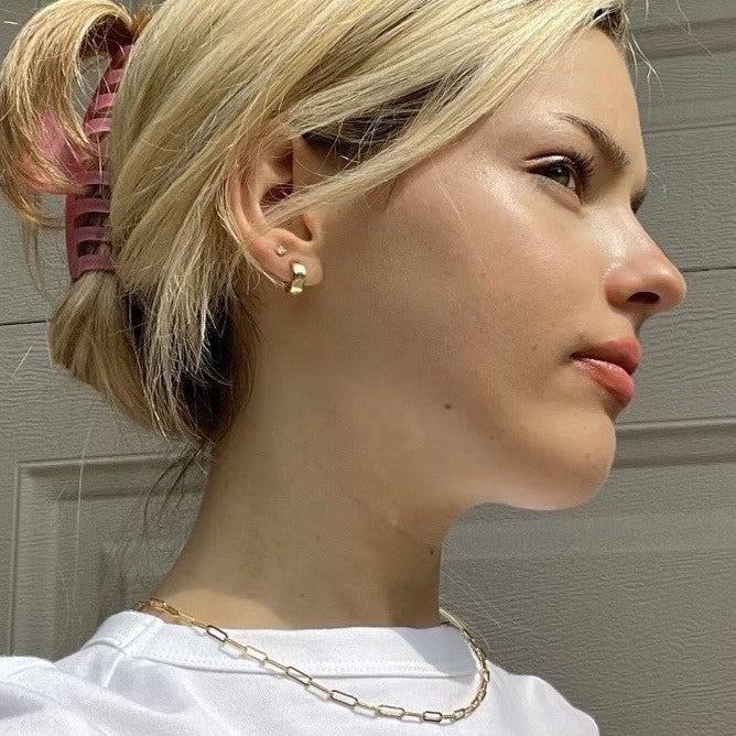 14K solid gold essentials - bold huggies - valentshop.com