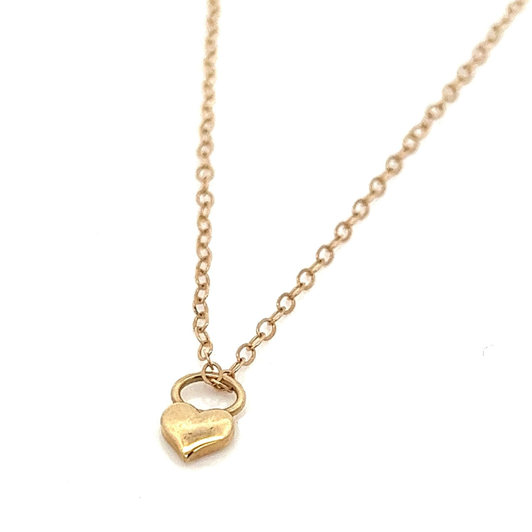 14K solid gold heart lock necklace - valentshop.com