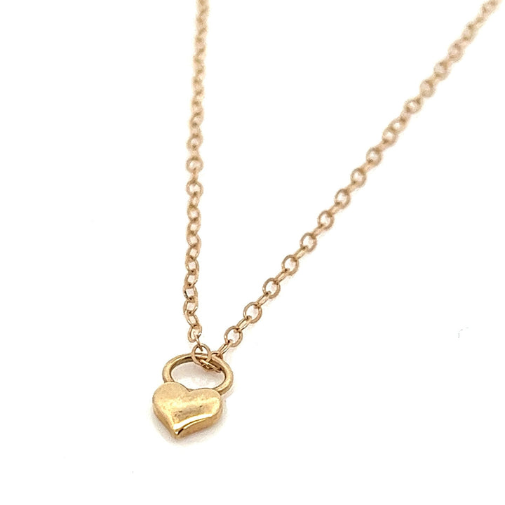 14K solid gold heart lock necklace - valentshop.com