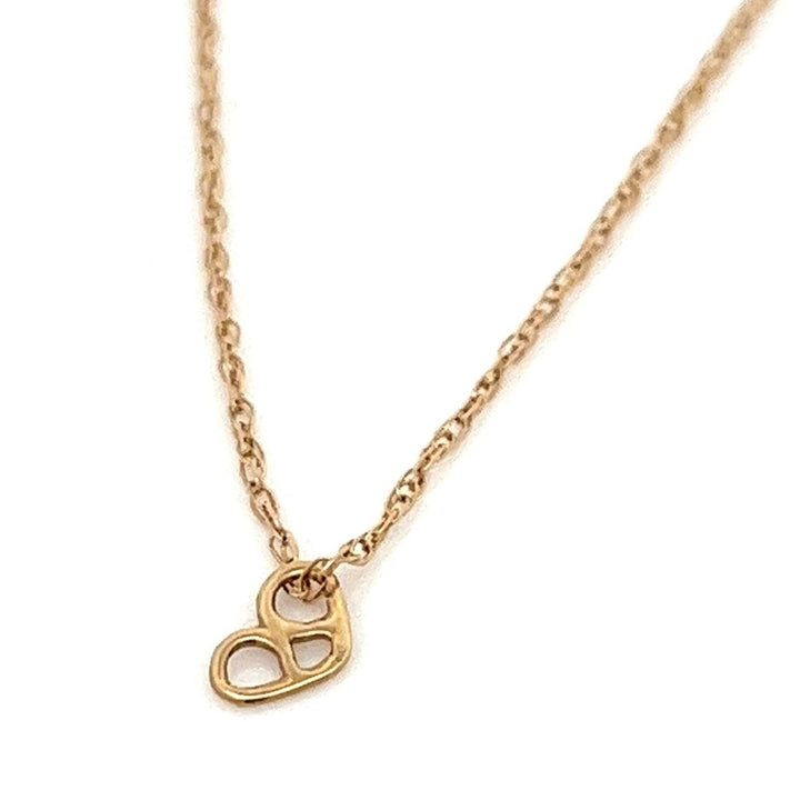 14K solid gold pretzel heart necklace - valentshop.com