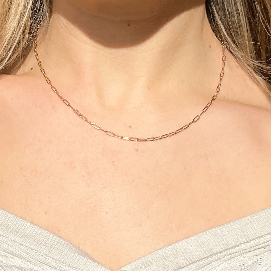 14K solid gold paperclip necklace - valentshop.com