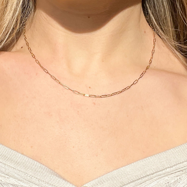 14K solid gold paperclip necklace - valentshop.com