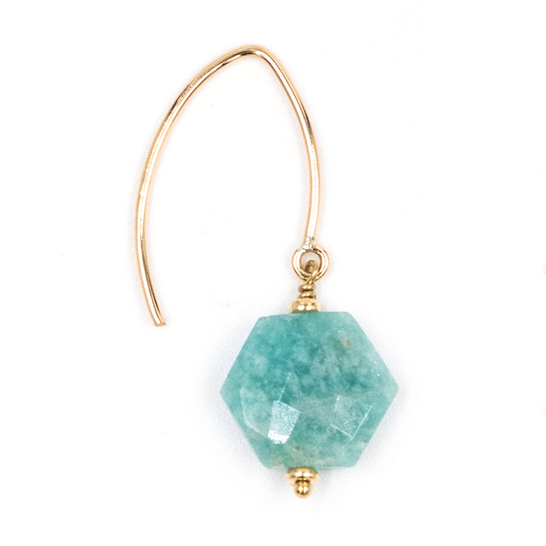 amazonite faceted hexagon earrings - Valentshop Jewelry