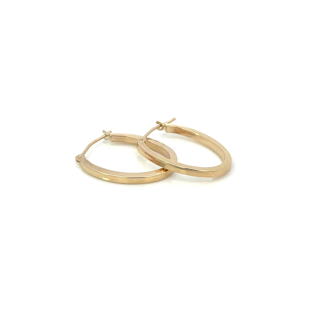 14K Flat Edge Oval Hoops, small - Valentshop Jewelry