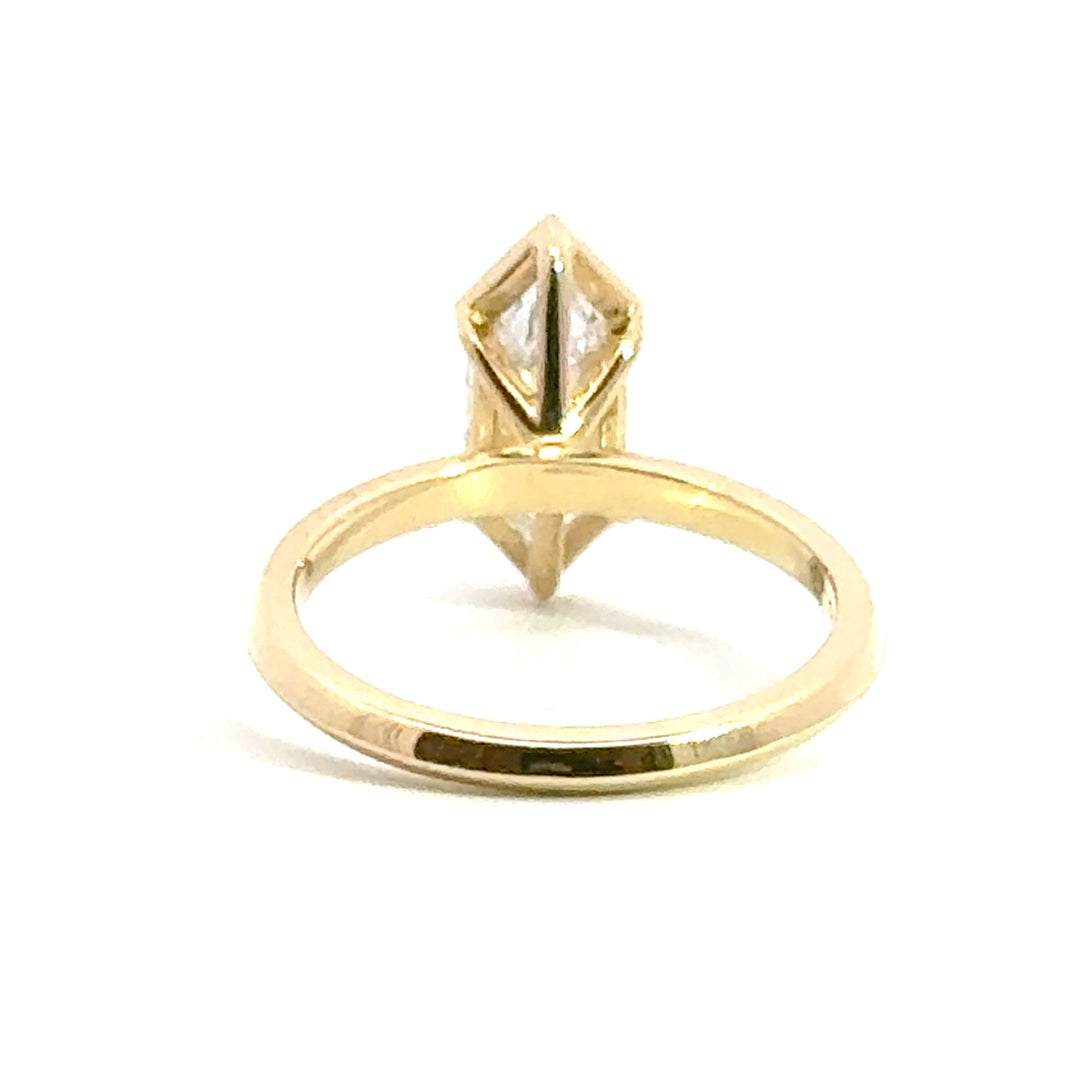 1.53 ct elongated hexagon diamond half-bezel engagement ring - Valentshop Jewelry