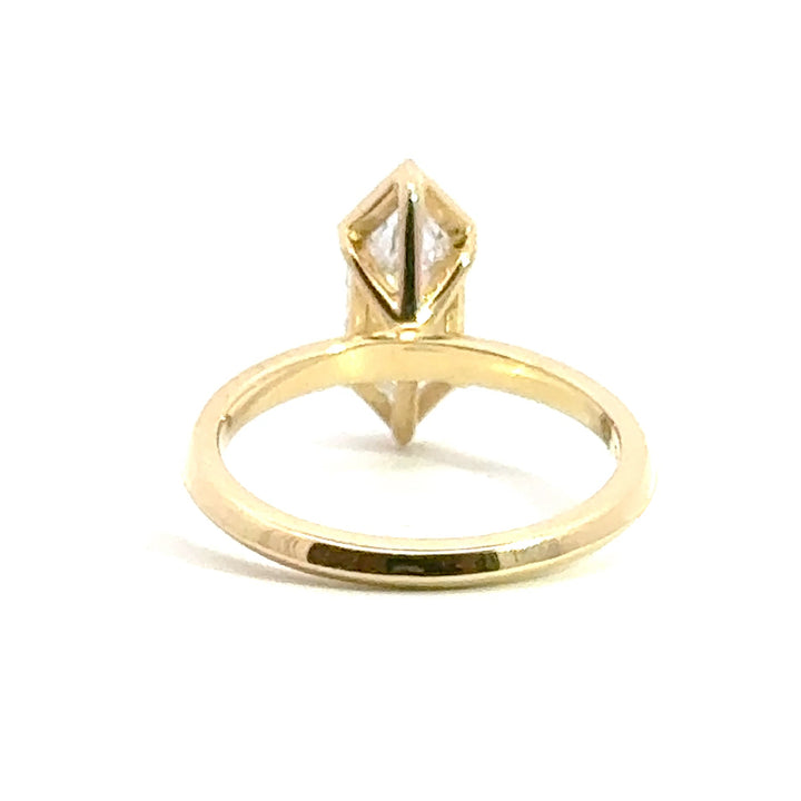 1.53 ct elongated hexagon diamond half-bezel engagement ring - Valentshop Jewelry