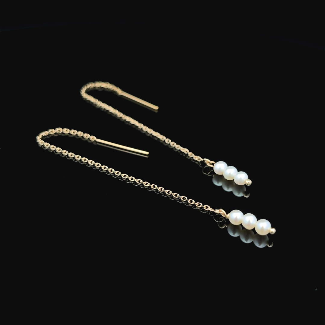 van luna - triple baby akoya pearl threaders - valentshop.com