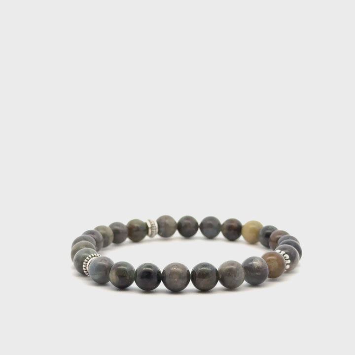 P-76 Mens Natural Sapphire Beaded Bracelet - 1/3 inch width