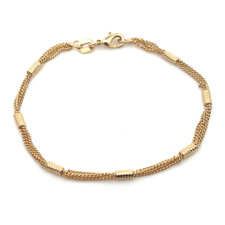 14K-gold-filled three-strand station bracelet - valentshop.com