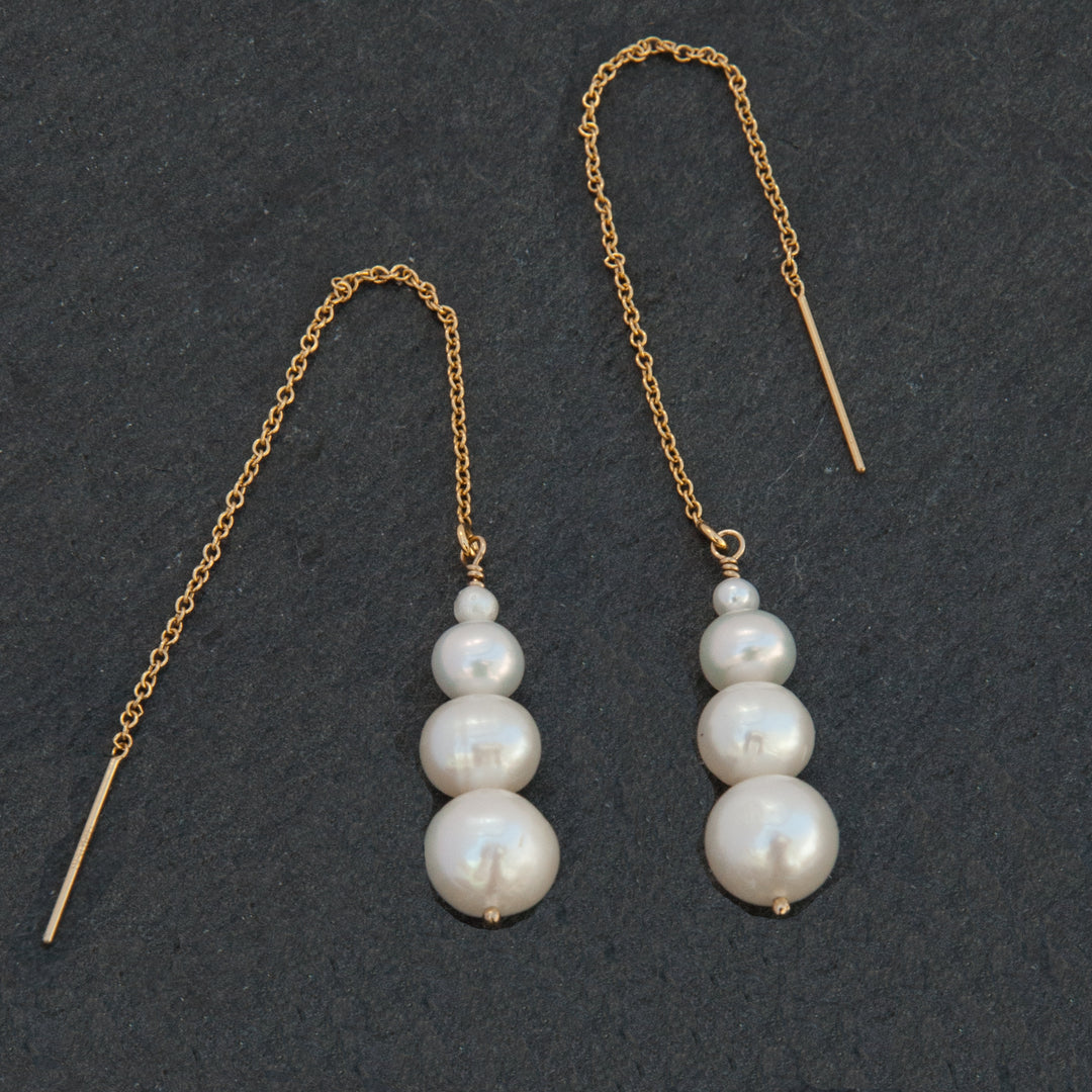 graduated 4-pearl threader earrings - valentshop.com