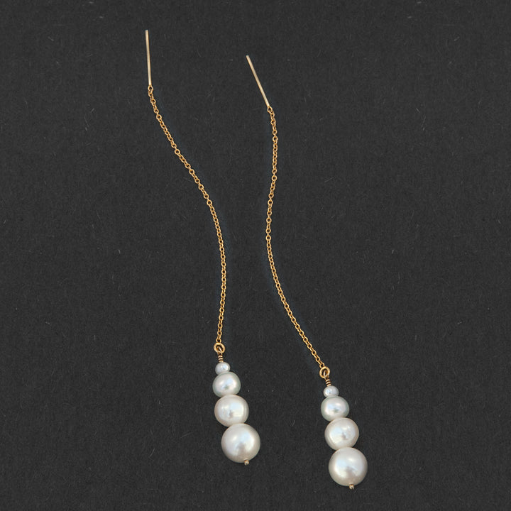 graduated 4-pearl threader earrings - valentshop.com