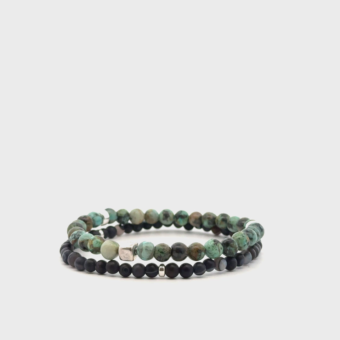 P-76 Mens Natural Agate Beaded Bracelet
