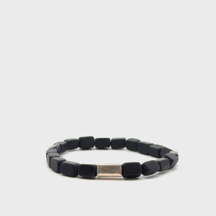 P-76 Mens Natural Matte Tourmaline Nugget Beaded Bracelet