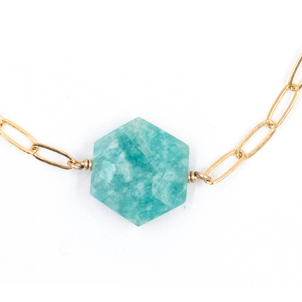 amazonite hexagon paperclip bracelet - Valentshop Jewelry