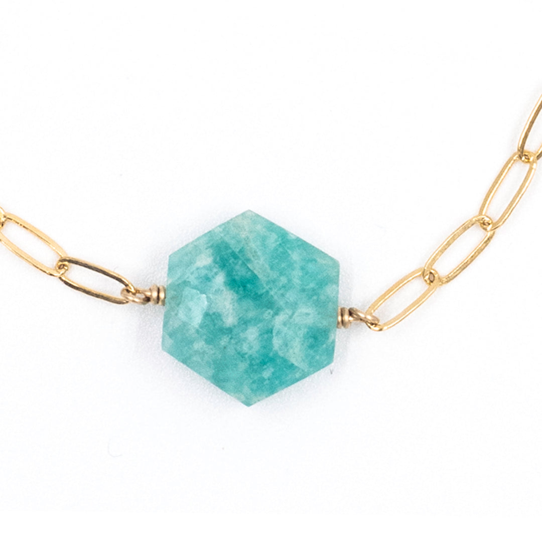 amazonite hexagon paperclip bracelet - Valentshop Jewelry