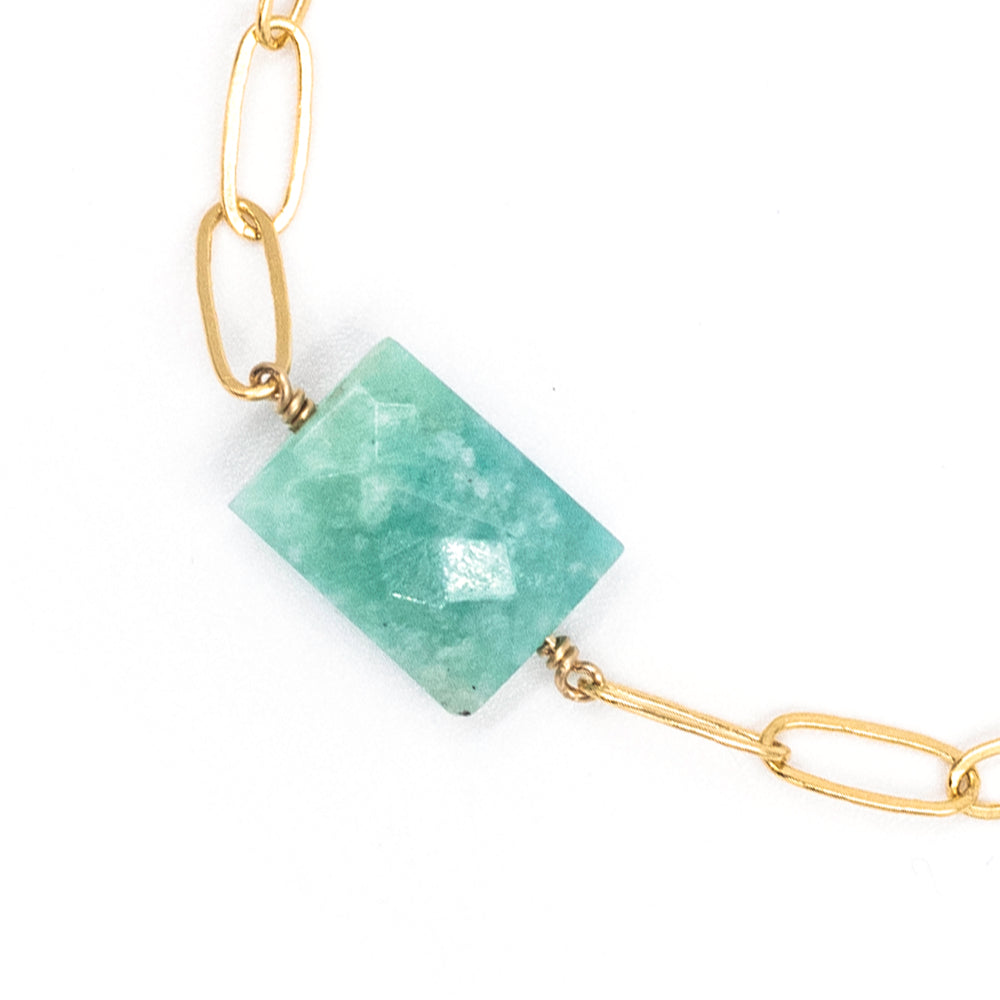 amazonite chiclet paperclip bracelet - Valentshop Jewelry