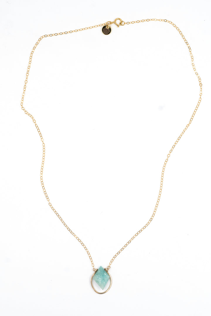 amazonite faceted diamond bezel necklace - Valentshop Jewelry