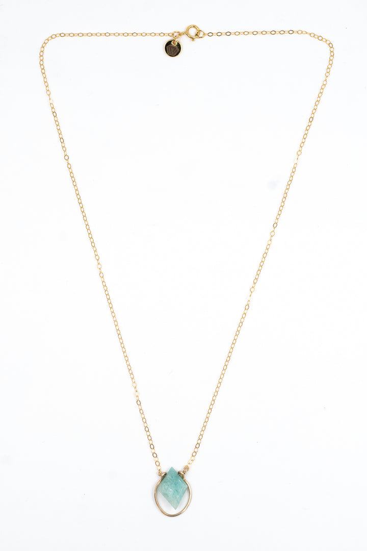 amazonite faceted diamond bezel necklace - Valentshop Jewelry