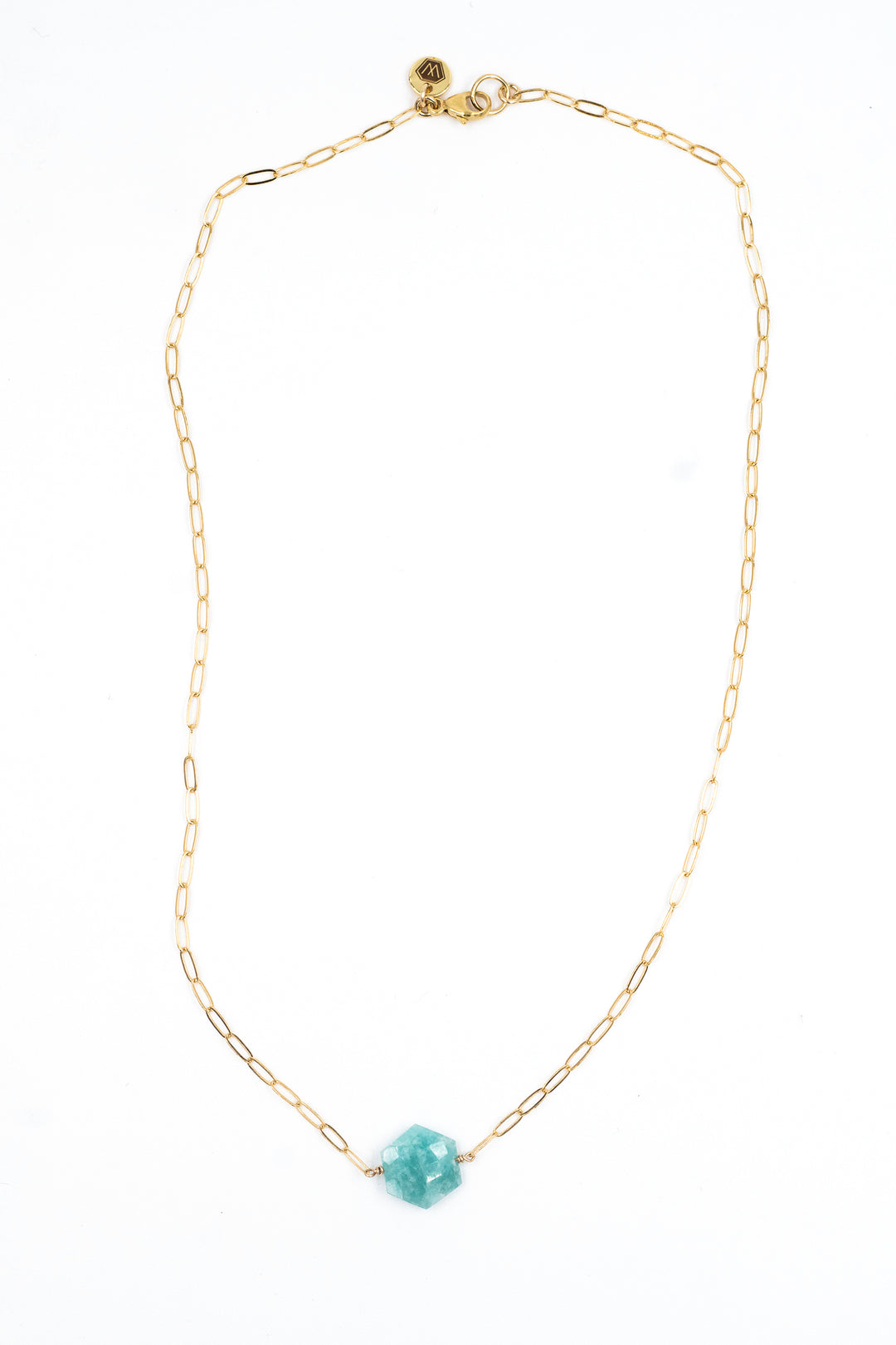 amazonite faceted hexagon necklace - Valentshop Jewelry