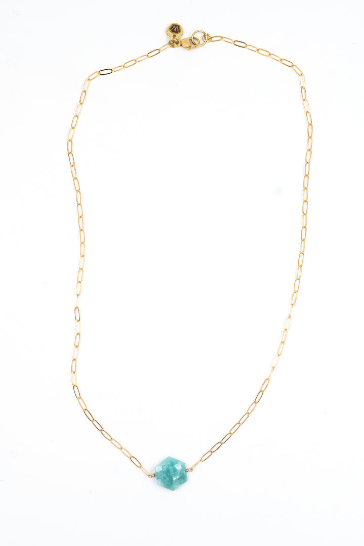 amazonite faceted hexagon necklace - Valentshop Jewelry