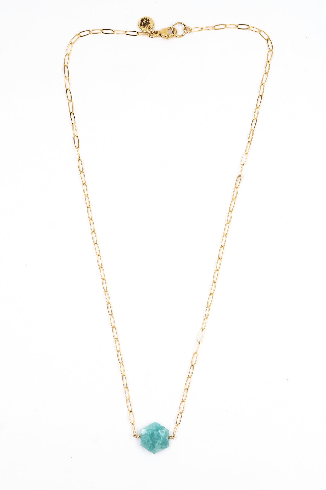 amazonite faceted hexagon necklace - Valentshop Jewelry