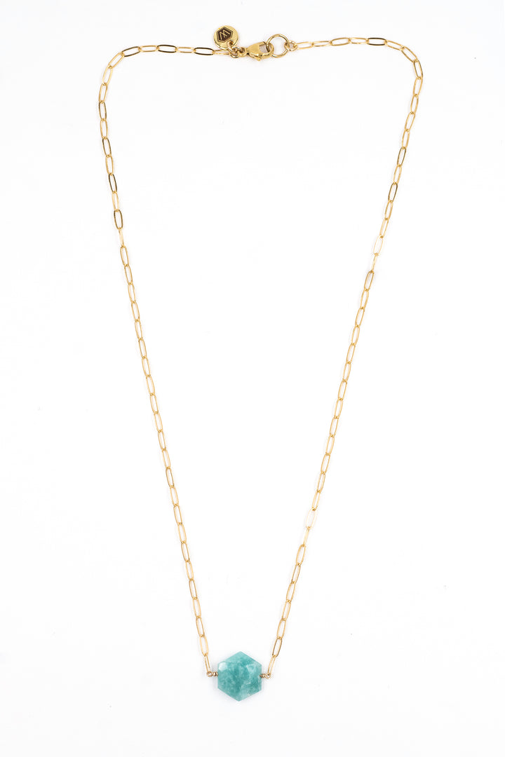 amazonite faceted hexagon necklace - Valentshop Jewelry