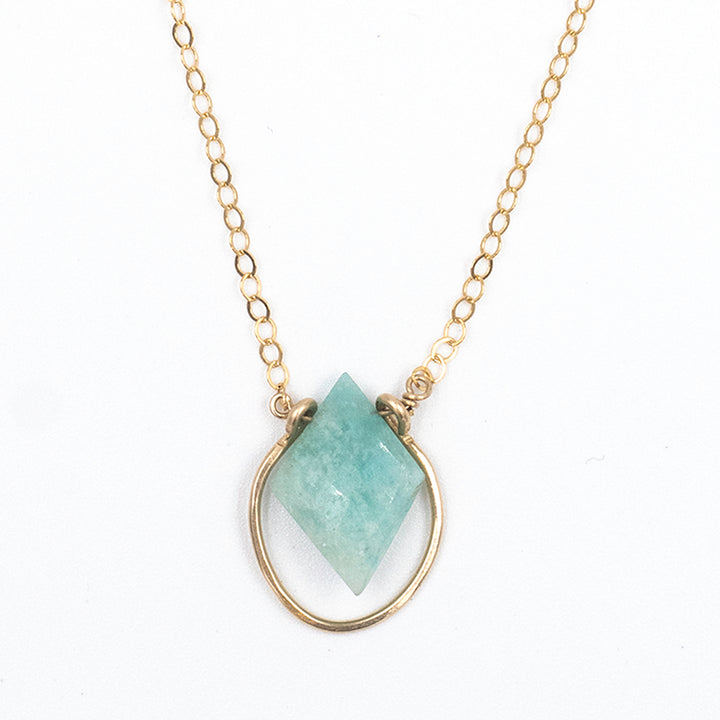 amazonite faceted diamond bezel necklace - Valentshop Jewelry