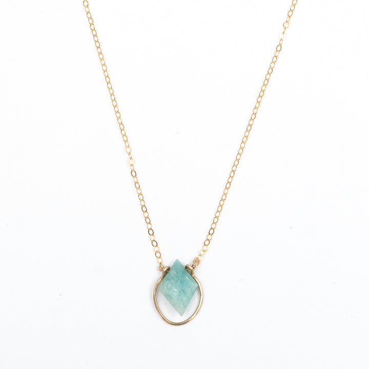 amazonite faceted diamond bezel necklace - Valentshop Jewelry