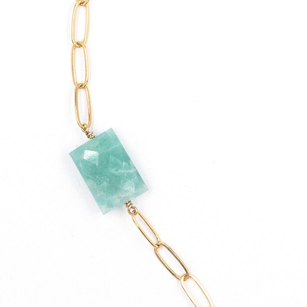 amazonite 3-station faceted chiclet necklace - Valentshop Jewelry