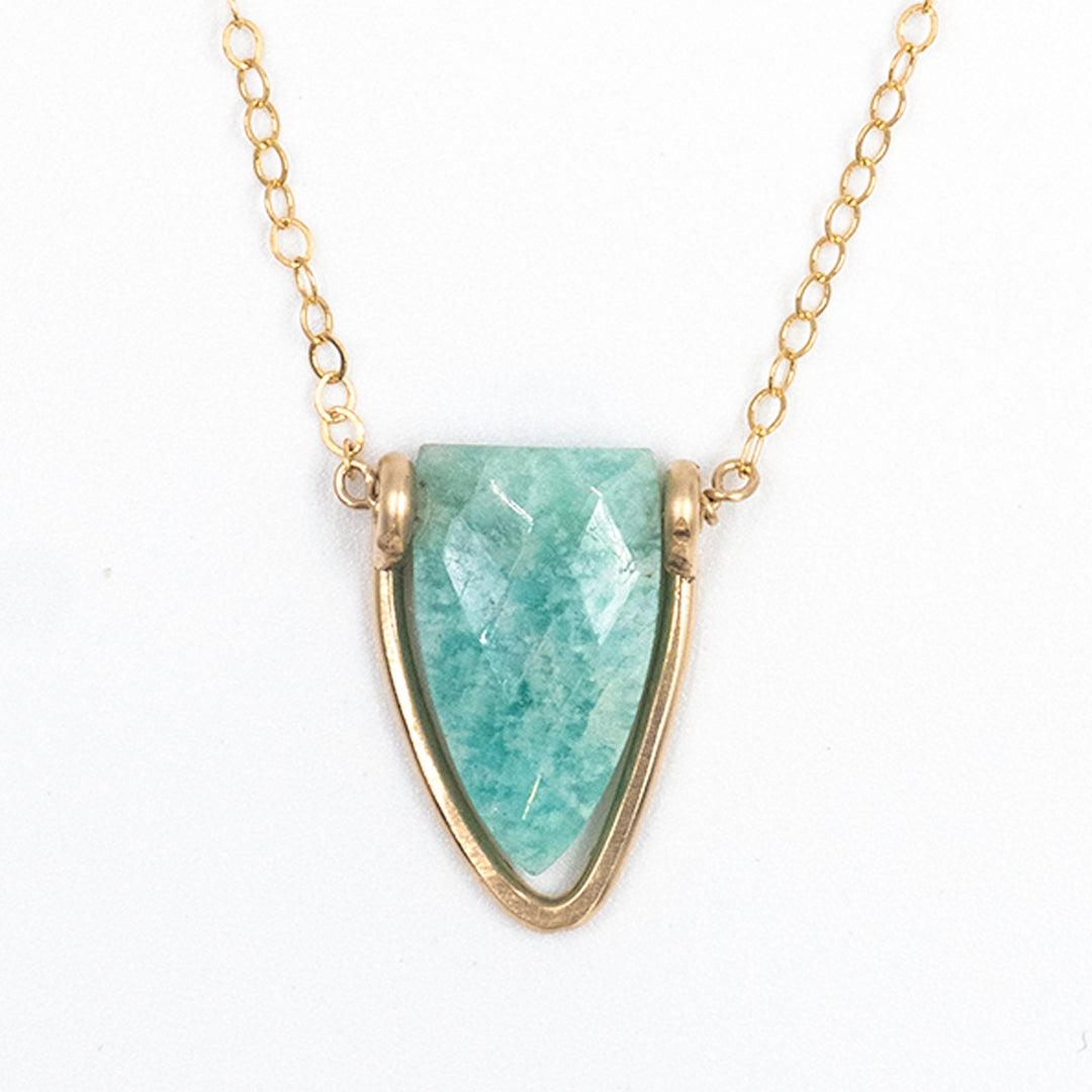 amazonite arrowhead bezel necklace - Valentshop Jewelry