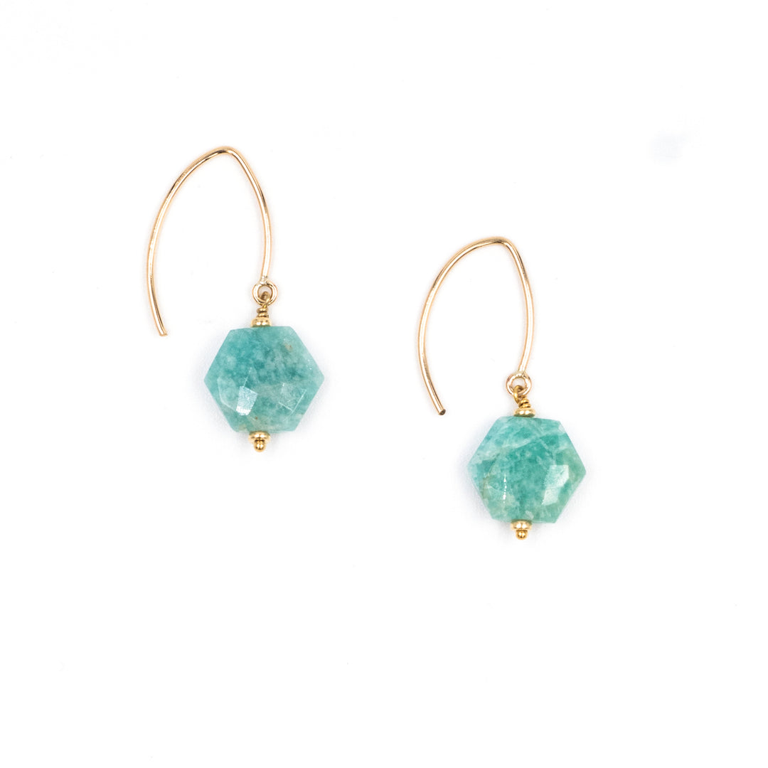 amazonite faceted hexagon earrings - Valentshop Jewelry