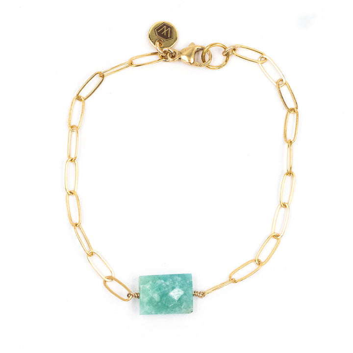 amazonite chiclet paperclip bracelet - Valentshop Jewelry