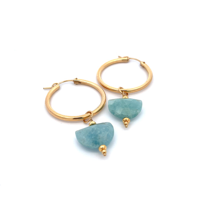 aegean - crescent aquamarine hoop earrings - valentshop.com