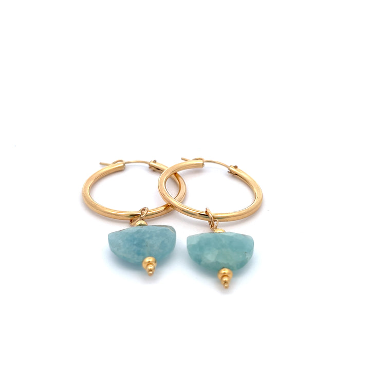 aegean - crescent aquamarine hoop earrings - valentshop.com