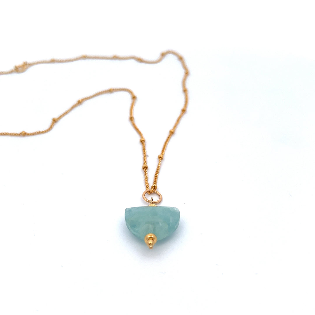 aegean - crescent aquamarine pendant necklace - valentshop.com