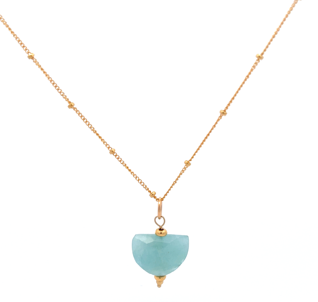 aegean - crescent aquamarine pendant necklace - valentshop.com
